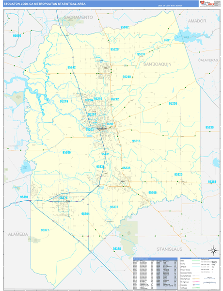 Stockton-Lodi Metro Area Digital Map Basic Style
